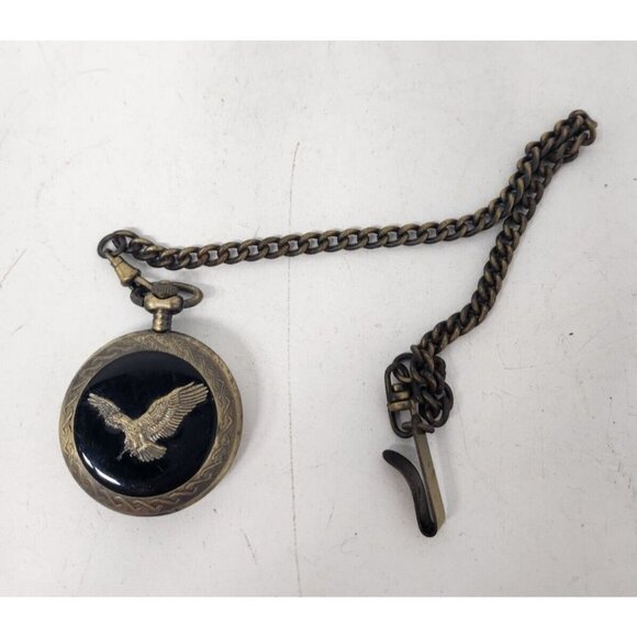Antique Other - ANTIQUE Benry Eagle Pocket Watch With Watch Chain Rustic Metal Black Gold Tone